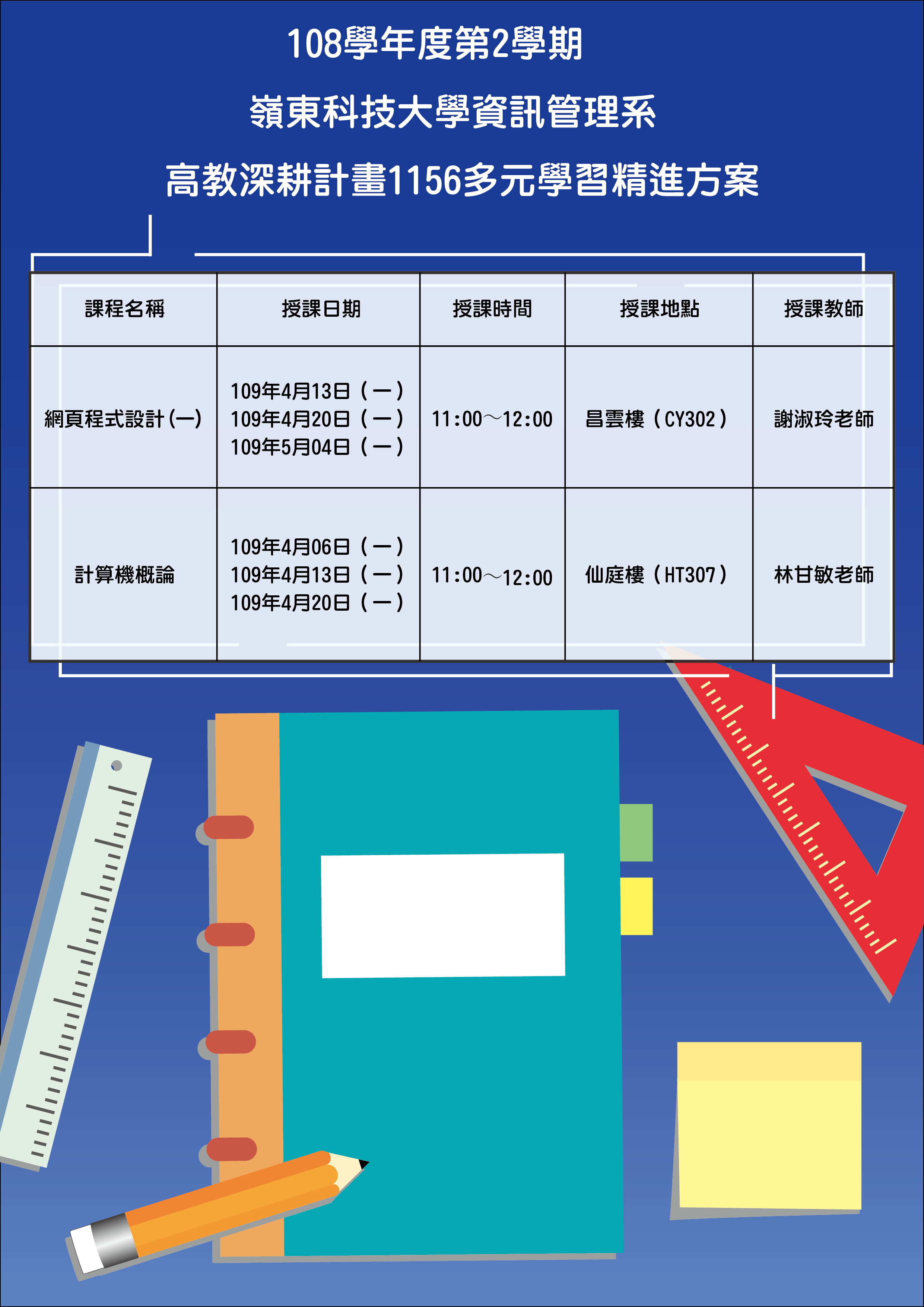 108學年第2學期高教深耕計畫 1156多元學習精進方案